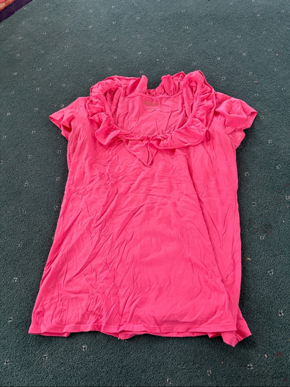 Lilly Pulitzer Hot Pink Ruffle Shirt Size XL
